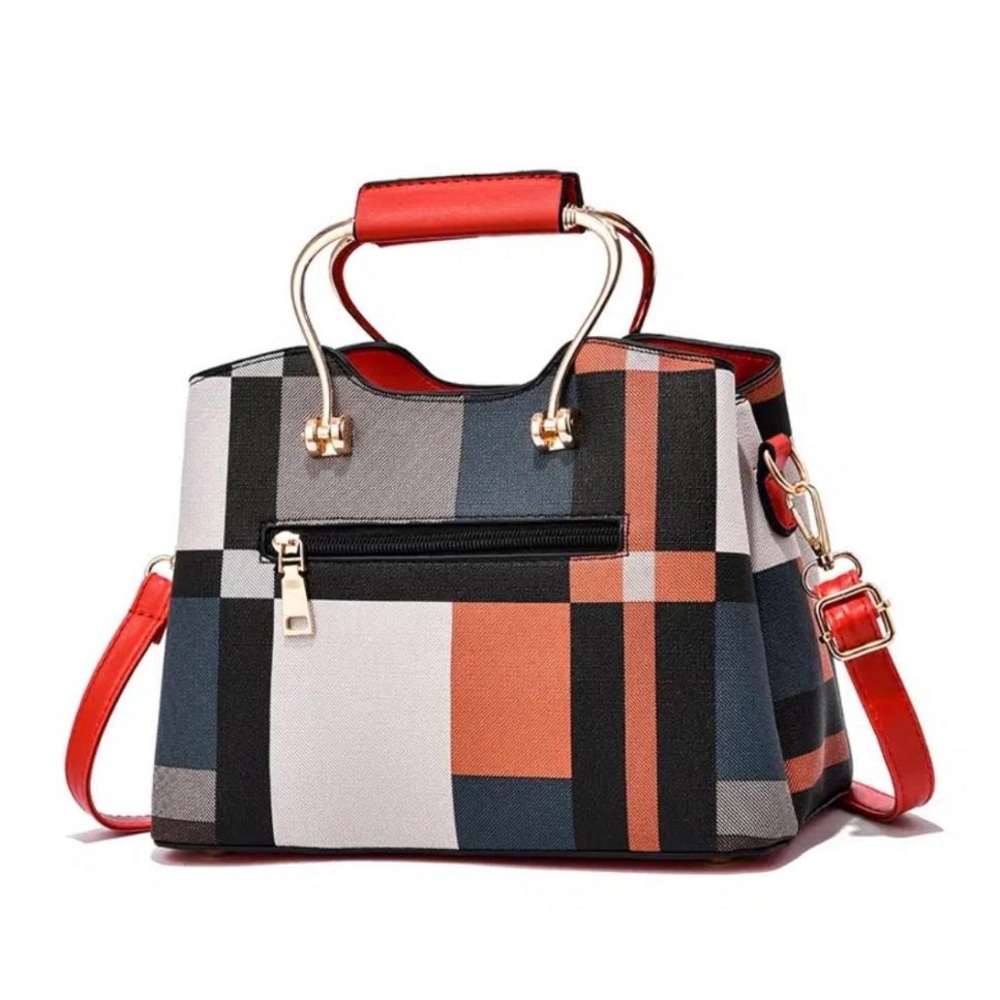 Colorblock Plaid Pattern Pendant Decor Shoulder Bag, Crossbody Bag, Handbag